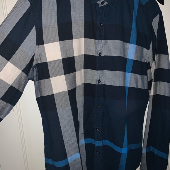 Burberry Brit Navy Blue Nova Check Shirt Mens L - Picture 5 of 8